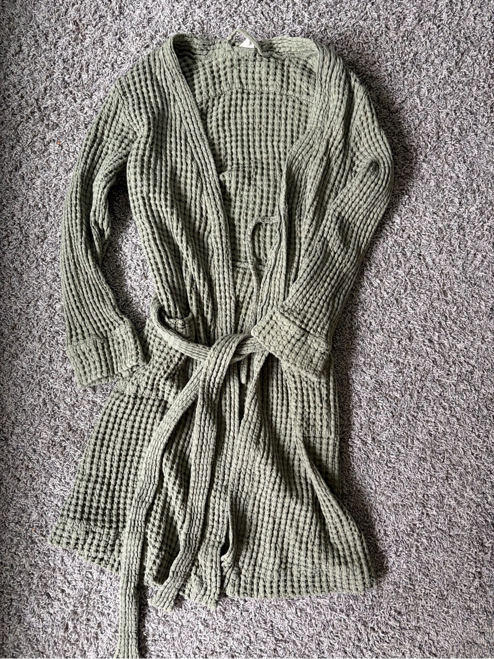 Goumi Waffle Knit Robe - Olive Green
